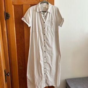 Bobbie Brooks Cream Button-Down Midi Dress